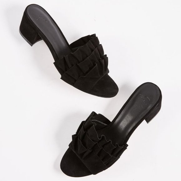 Joie Mai Suede Mules Black Sz 7.5